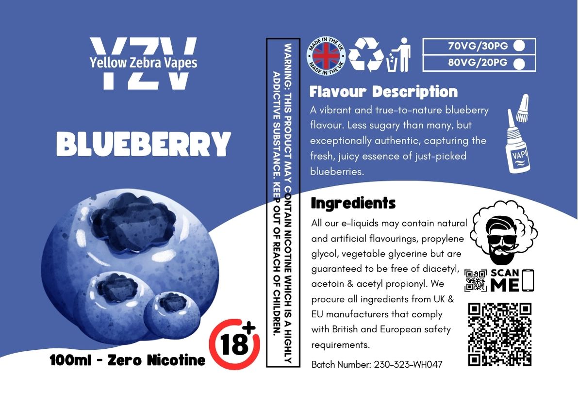 100ml Blueberry Flavoured e-liquid
