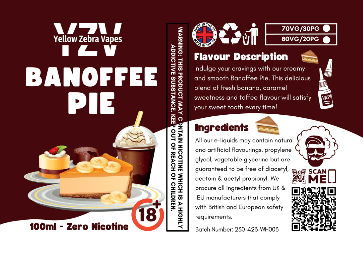 100ml Banoffee Pie Flavoured e-liquid