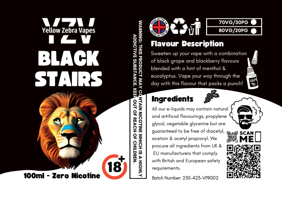 100ml BlackStairs Flavoured e-liquid
