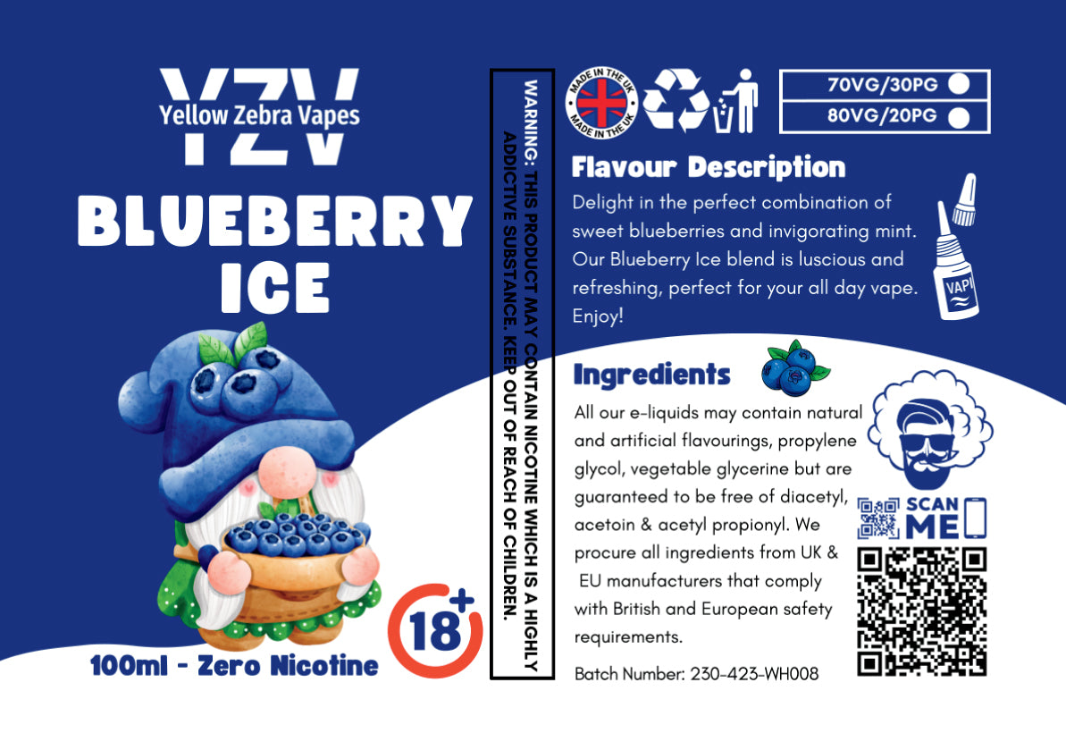 100ml Blueberry Ice Flavoured e-liquid