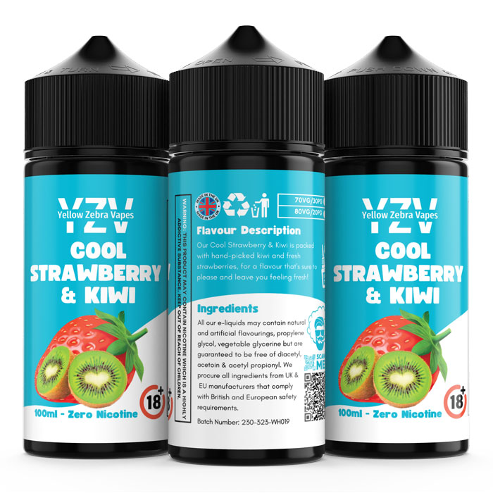 100ml Cool Strawberry & Kiwi Flavoured e-liquid