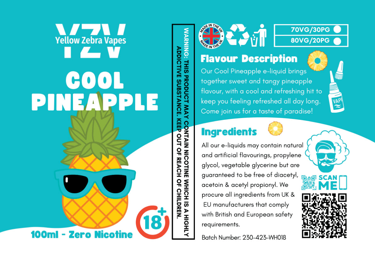 100ml Cool Pineapple Flavoured e-liquid