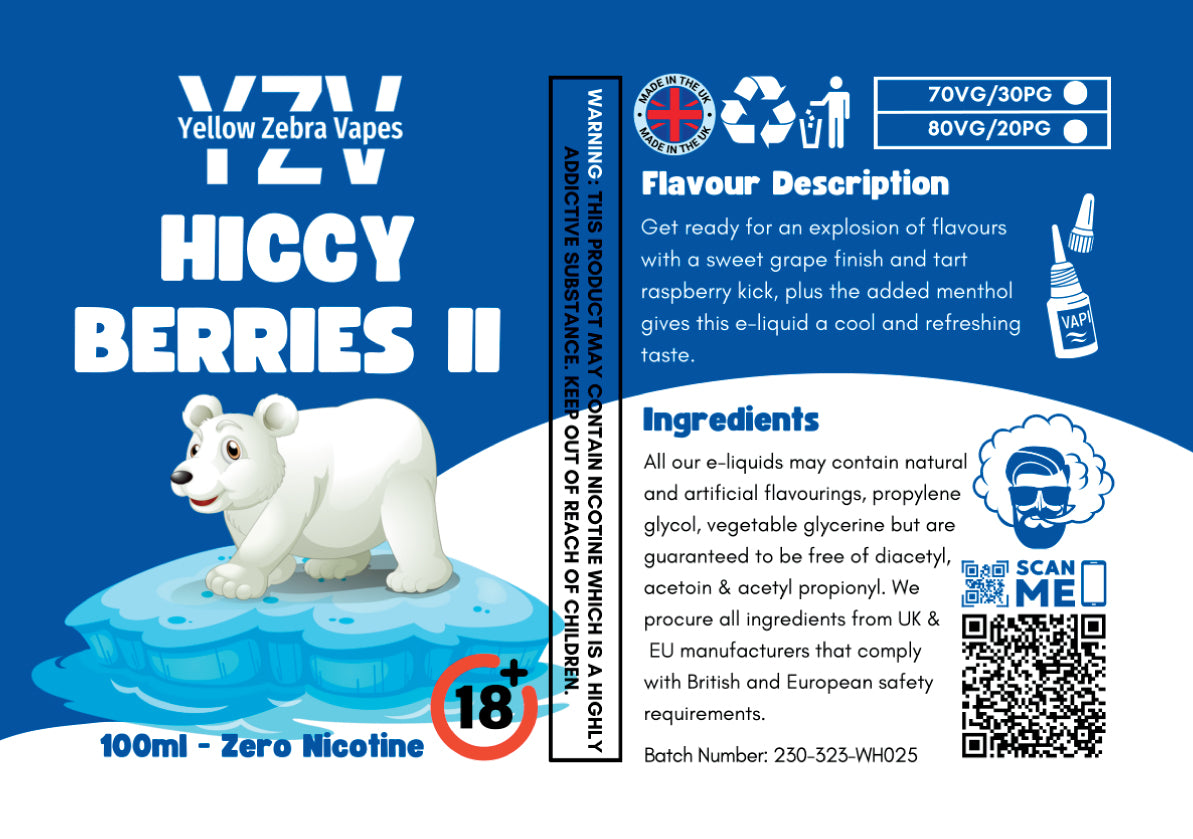 100ml Hiccy Berries II Flavoured e-liquid