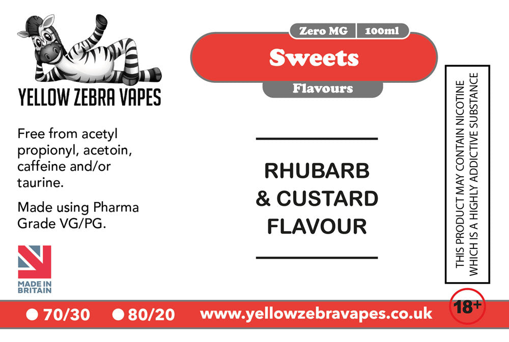 100ml Rhubarb & Custard Flavoured e-liquid